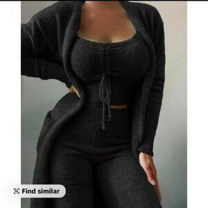 Chic Black Knit Lounge Ensemble